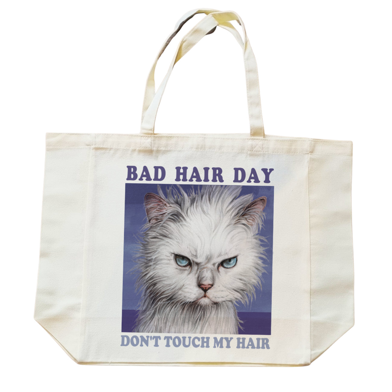 Katoenen winkelshopper met bedrukking - Bad Hairday Cat