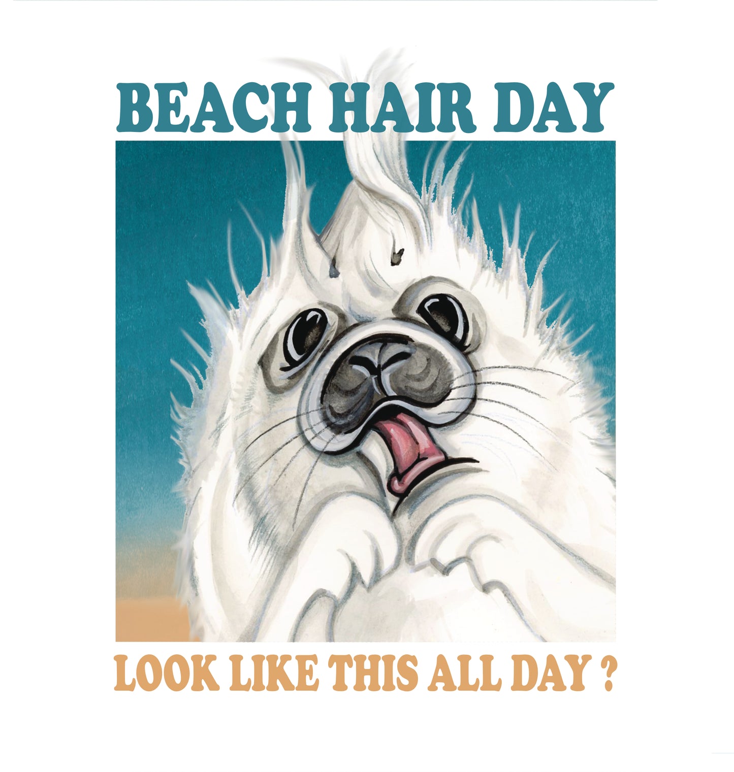 Einkaufstasche aus Baumwolle mit Aufdruck – Beach Hair Day – Seal
