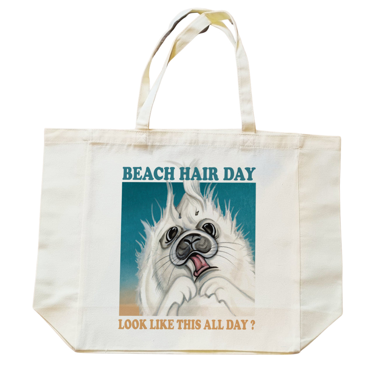 Katoenen winkelshopper met bedrukking - Beach Hair Day - Zeehond