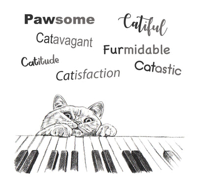 Katoenen winkelshopper met bedrukking - Cat Playing Piano