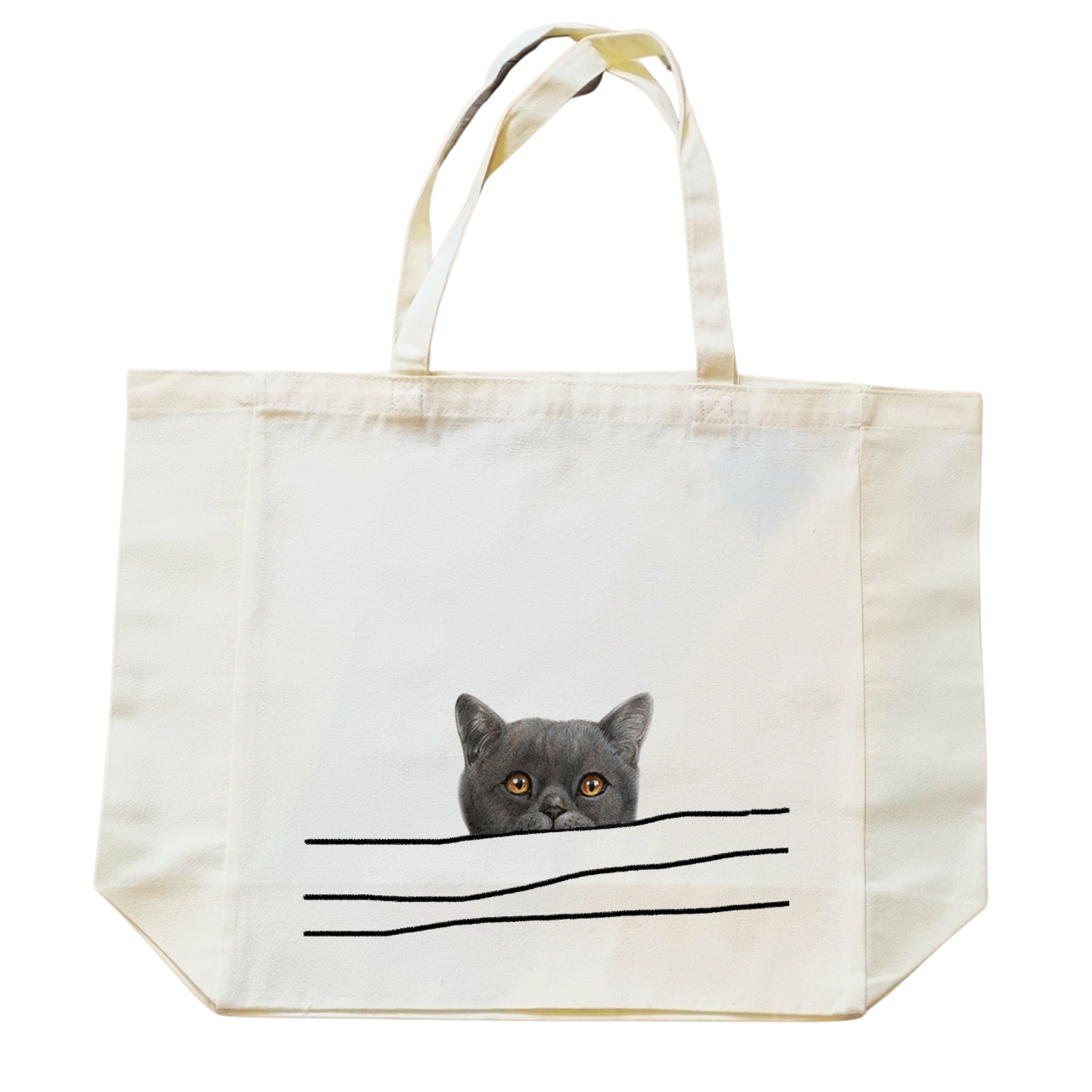 Katoenen winkelshopper met bedrukking - Cat looking around