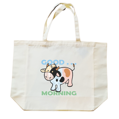 Cotton shopping bag with print - Cat looking around