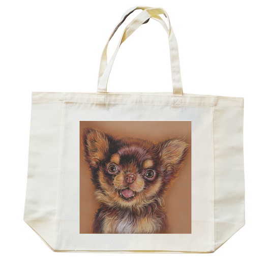 Cotton shopping bag with print - Cat looking around