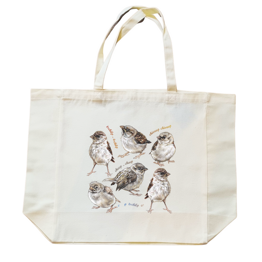 Cotton shopping bag with print - Cat looking around