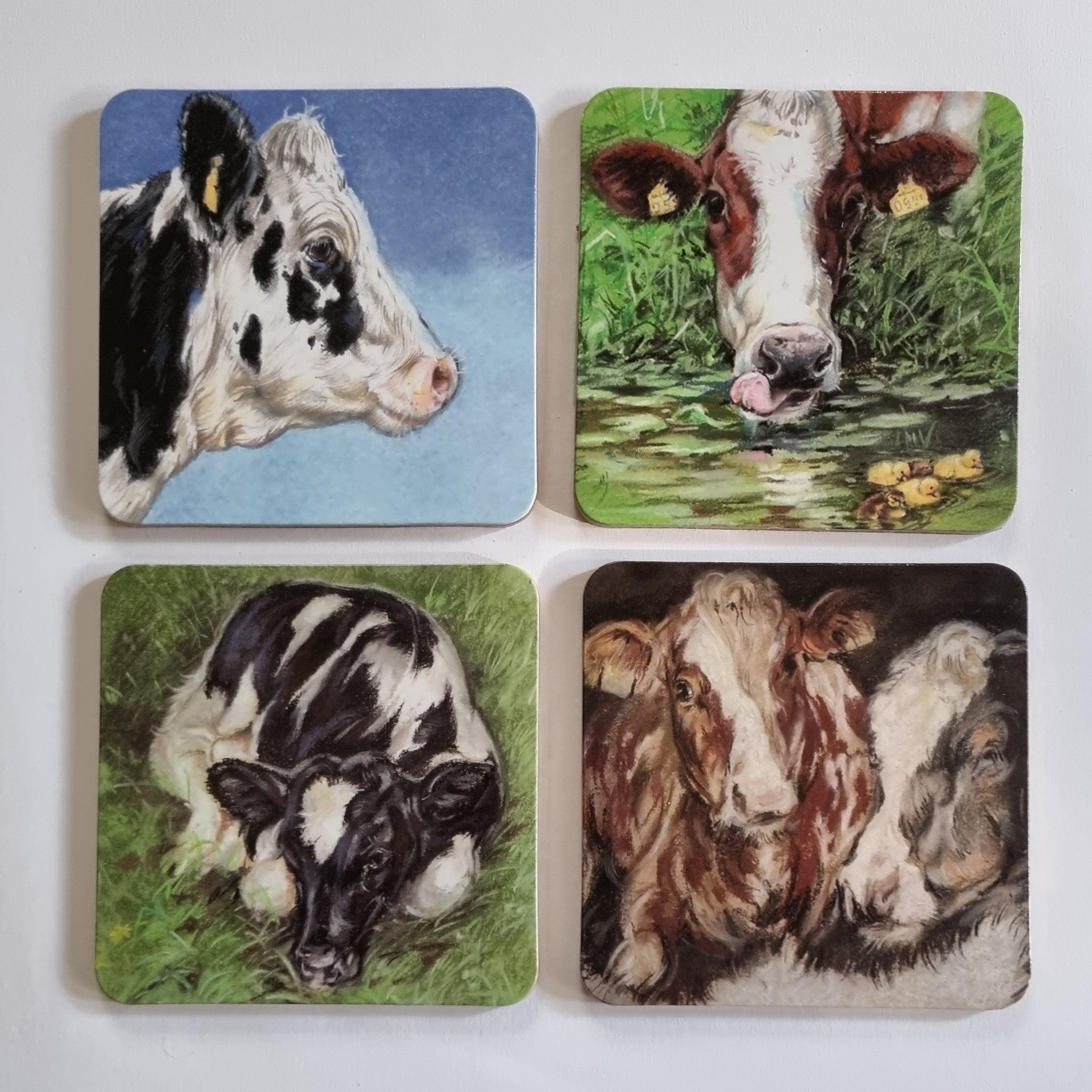 Set van 4 onderzetters - Koeienserie