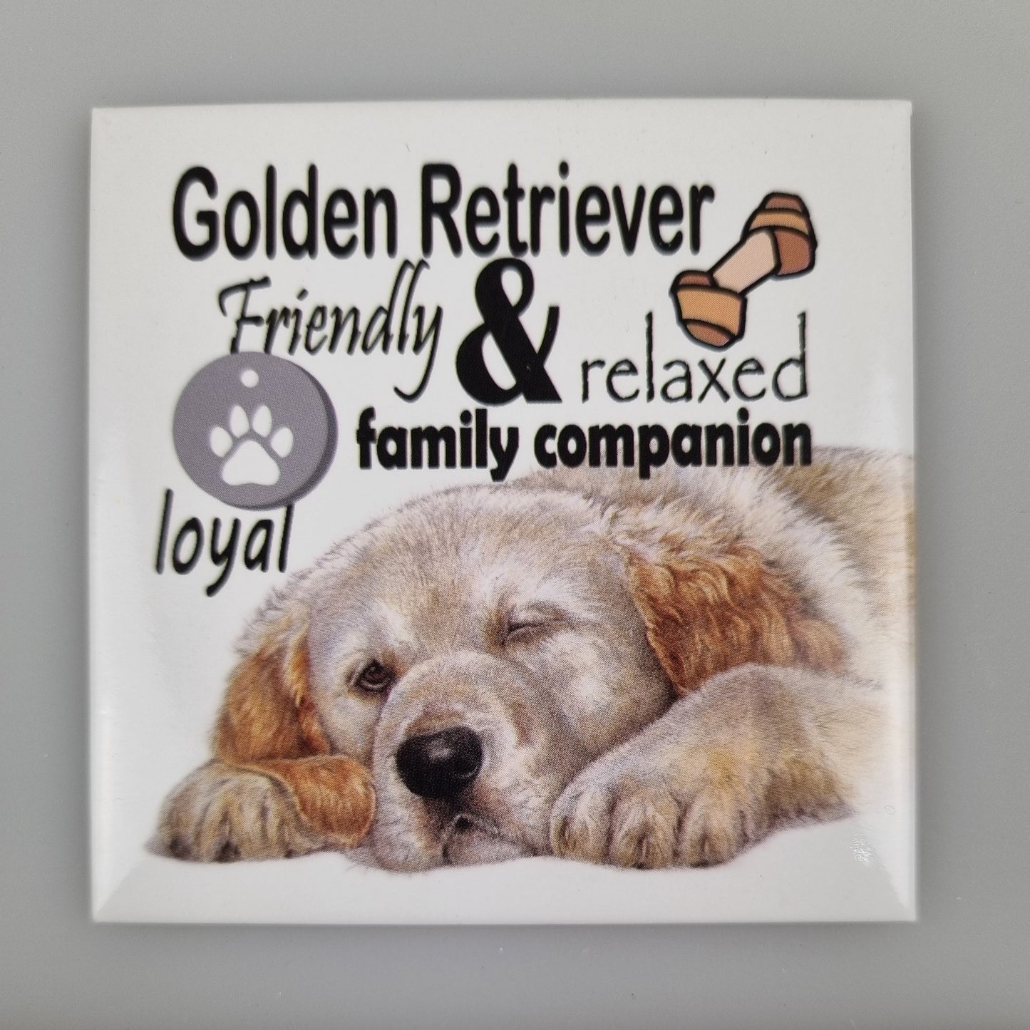 Koelkastmagneet - Golden Retriever met tekst