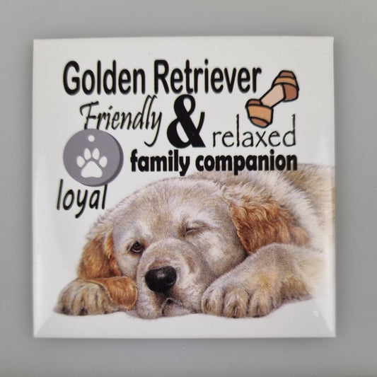 Koelkastmagneet - Golden Retriever met tekst