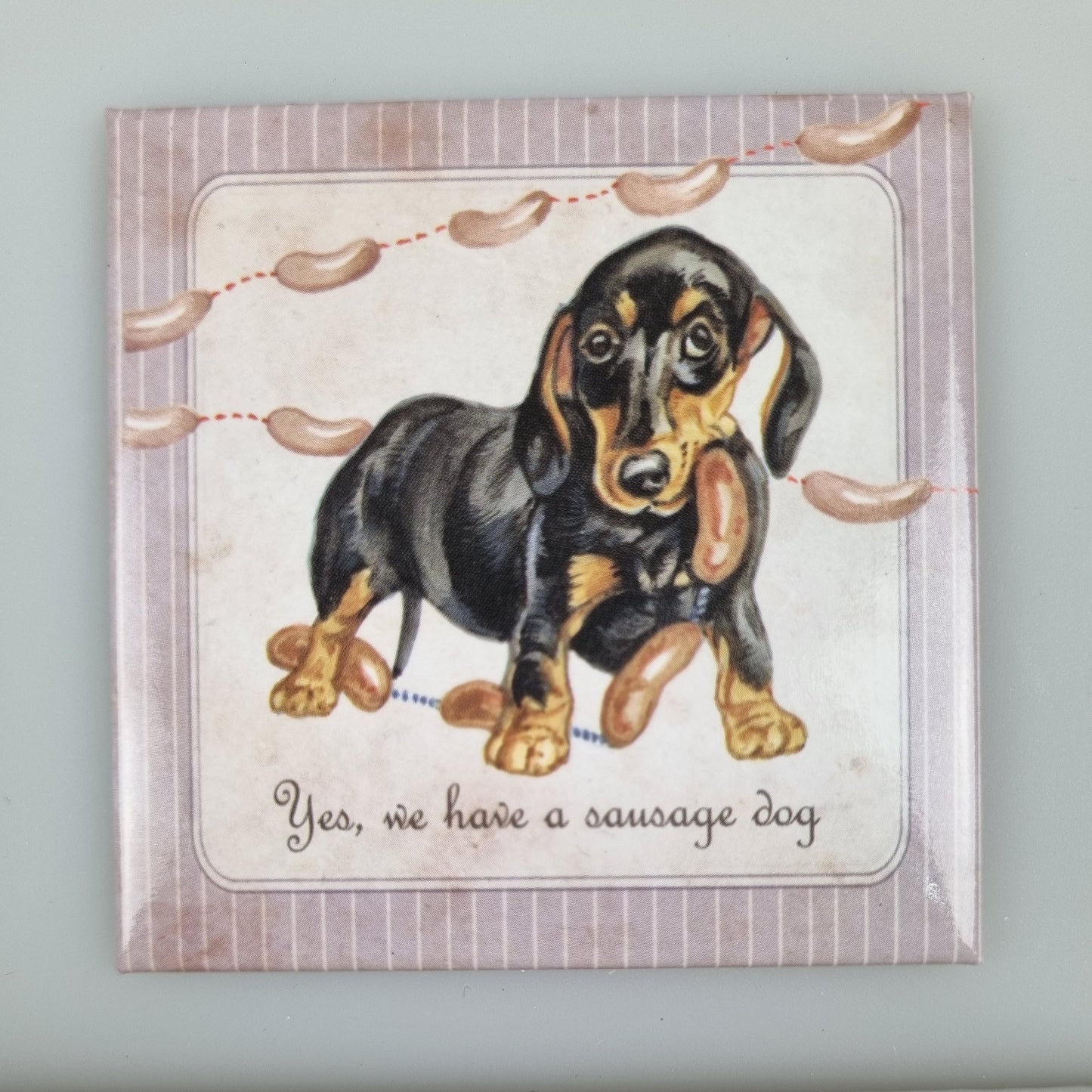 Koelkastmagneet - Teckel met worstjes