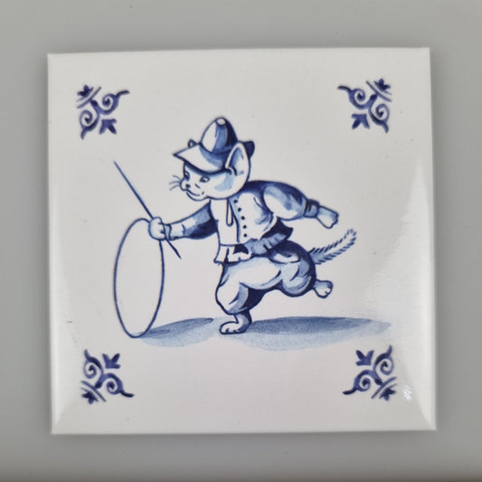 Koelkastmagneet - Kat (delfsblauw) - Hoepelen