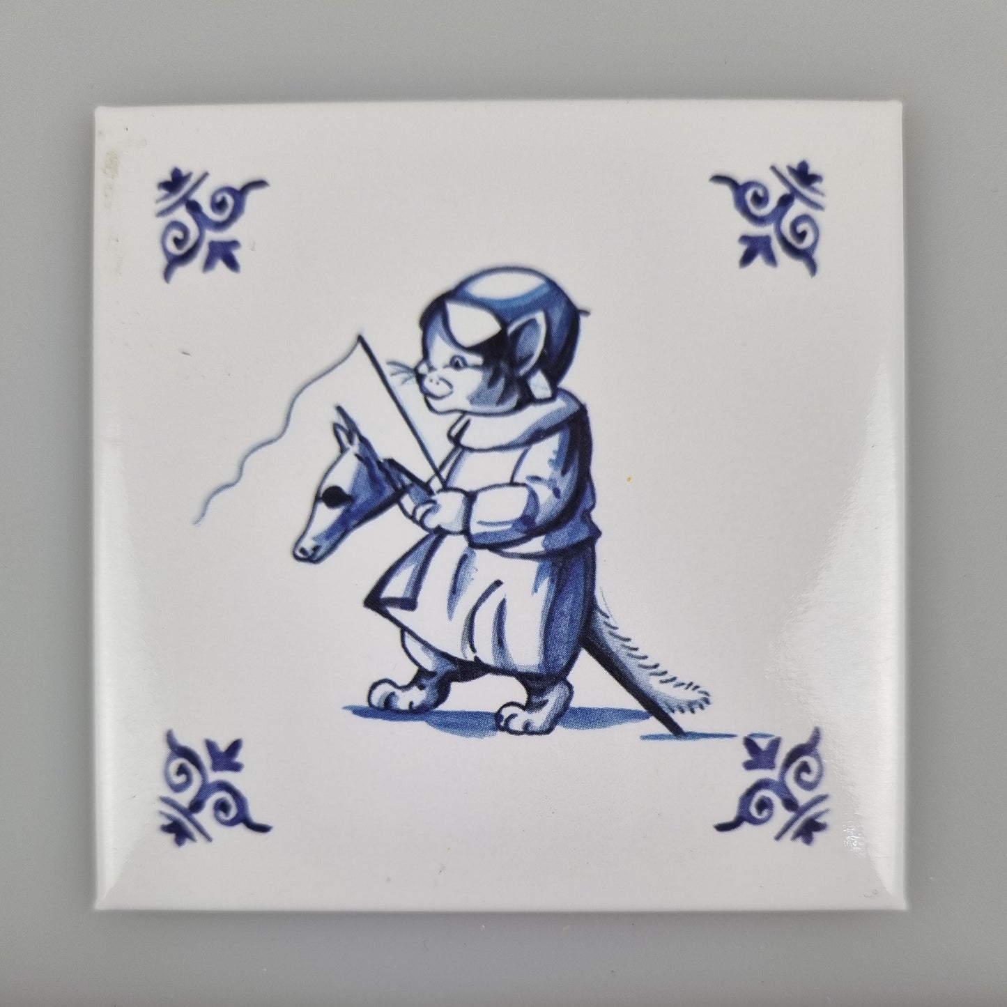 Koelkastmagneet - Kat (delfsblauw) - Paardje Rijden