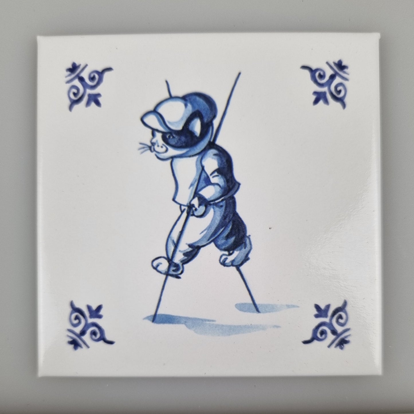 Koelkastmagneet - Kat (delfsblauw) - Stelten Lopen