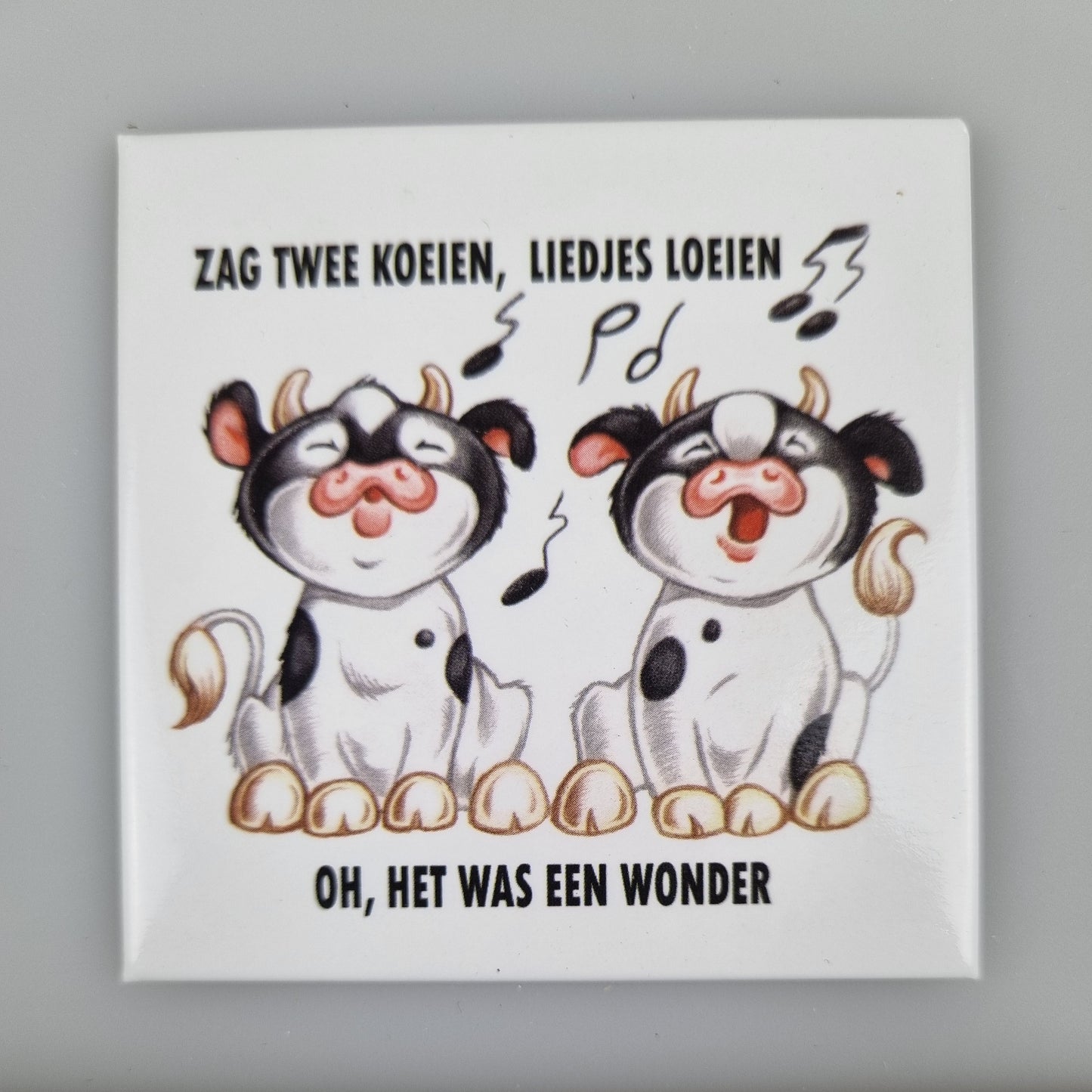 Koelkastmagneet - Zag twee Koeien, liedjes loeien.....