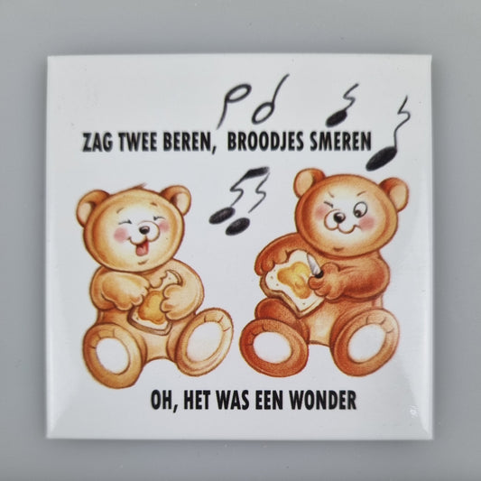 Koelkastmagneet - Zag 2 Beren, Broodjes smeren