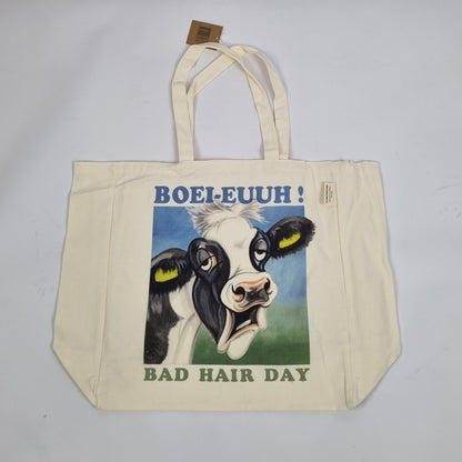 Katoenen winkelshopper met bedrukking - Boei-euuh - Koe
