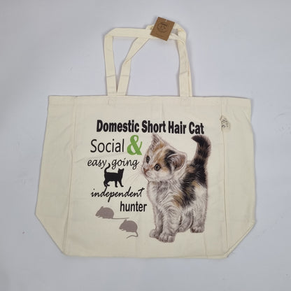 Einkaufstasche aus Baumwolle mit Aufdruck – Hauskatze (Kurzhaar)