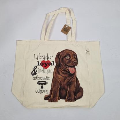 Katoenen winkelshopper met bedrukking - Labrador bruin