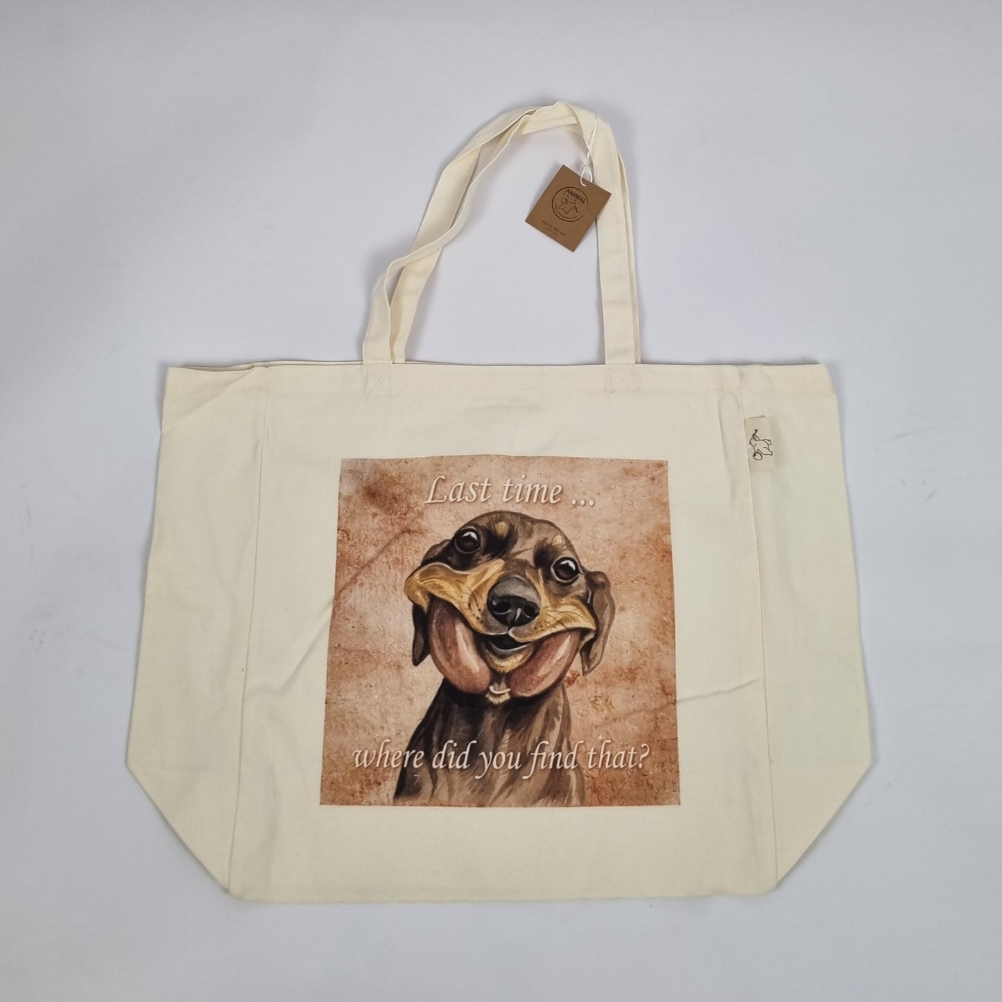 Katoenen winkelshopper met bedrukking - Teckel / Dachshund - Vintage