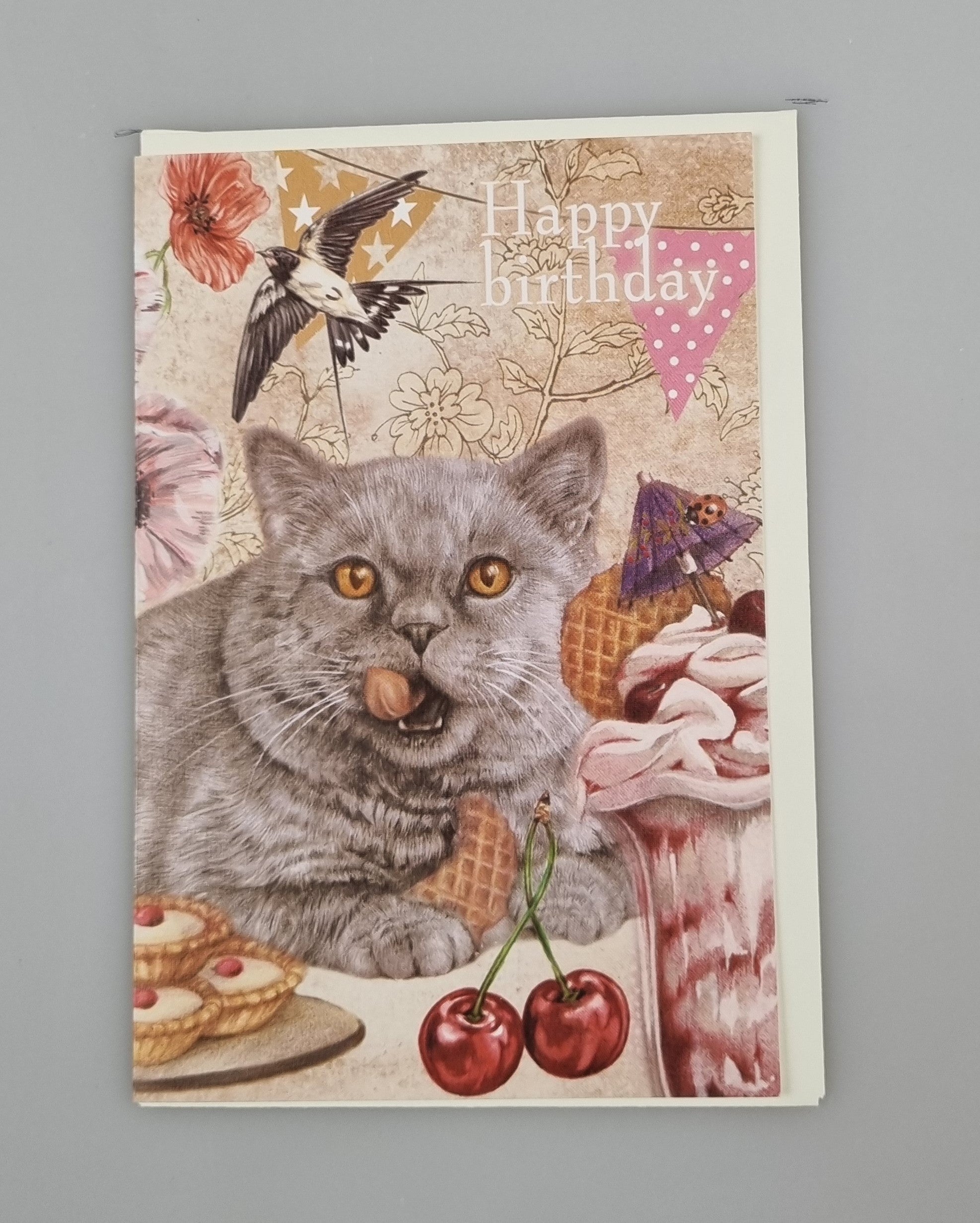 Staande klapkaart thema - Happy Birthday - Cat