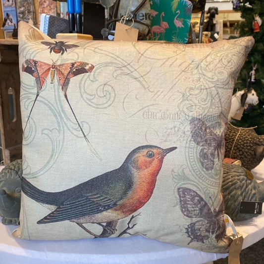 Kissen mit dekorativem Vogelmotiv