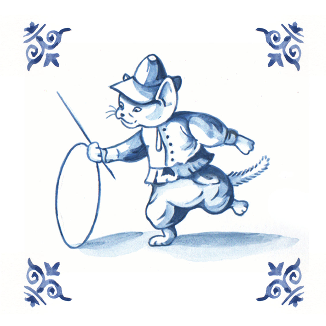 Set van 4 onderzetters - Delfsblauwe kattenserie