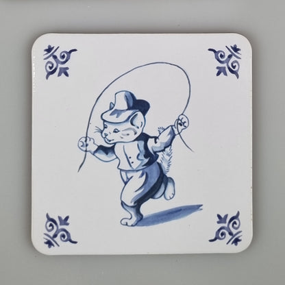 Onderzetter 38-005 - Katten Delfs blauw