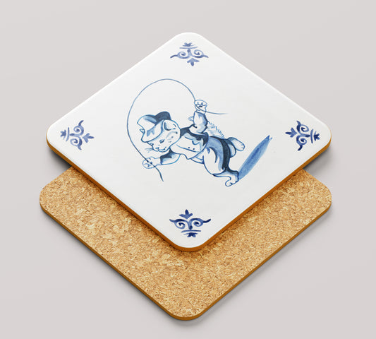 Onderzetter 38-005 - Katten Delfs blauw