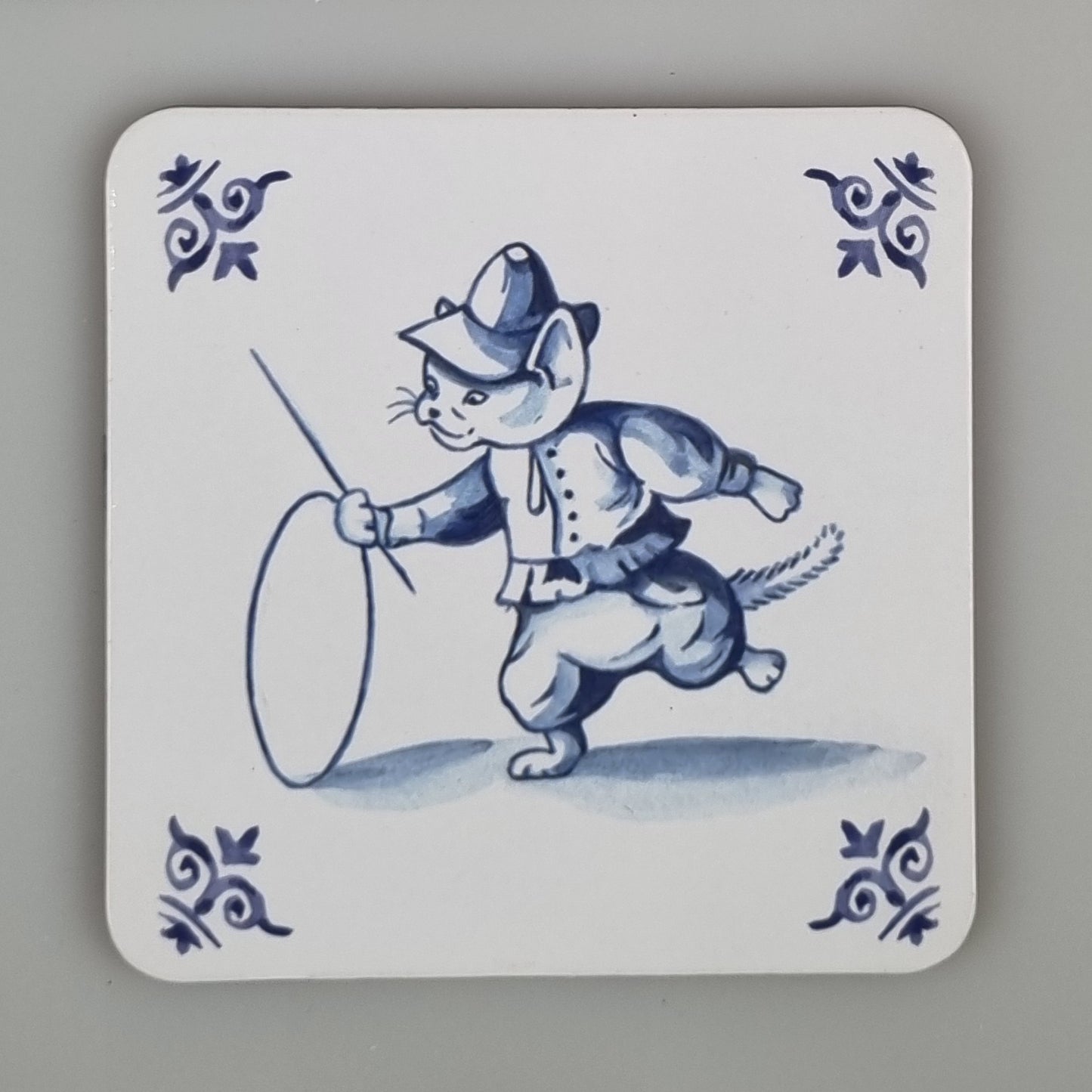 Onderzetter 38-006 - Katten Delfs blauw