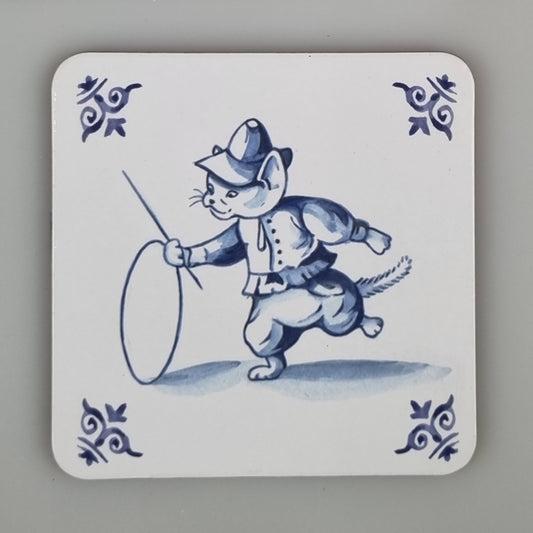 Onderzetter 38-006 - Katten Delfs blauw