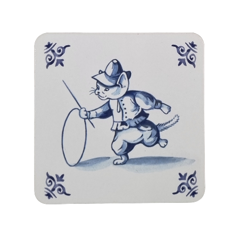 Onderzetter 38-006 - Katten Delfs blauw