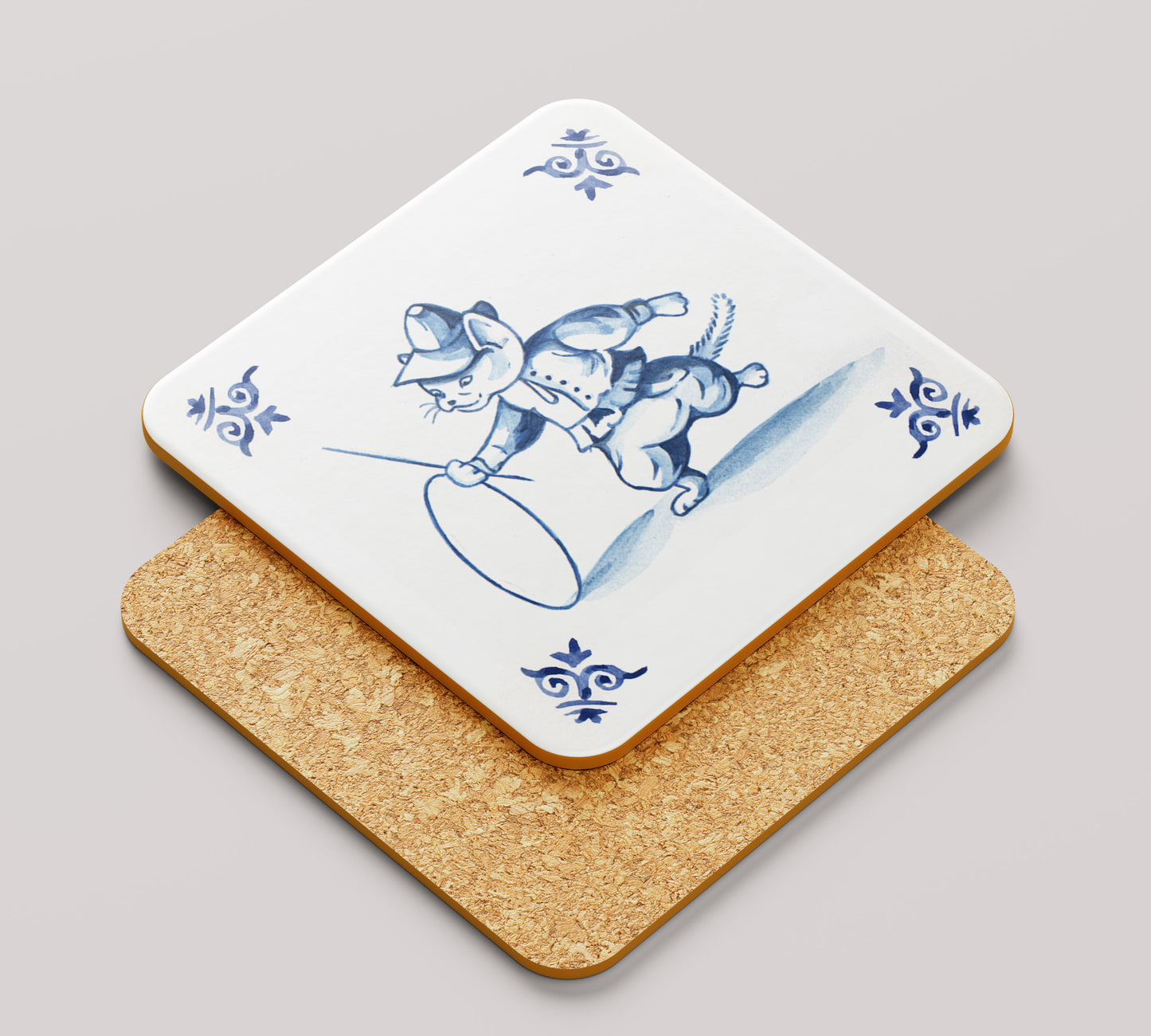 Onderzetter 38-006 - Katten Delfs blauw
