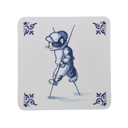Onderzetter 38-007 - Katten Delfs blauw