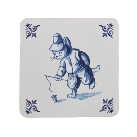 Onderzetter 38-008 - Katten Delfs blauw