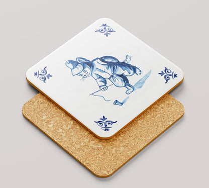 Onderzetter 38-008 - Katten Delfs blauw