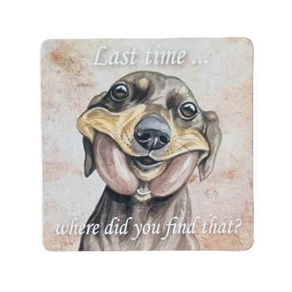 Onderzetter - 38-039 Teckel met Braadworst