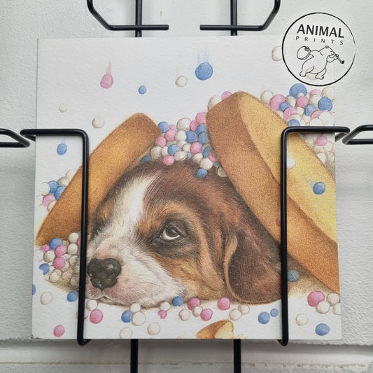 Vierkante kaart - Beagle beschuit met muisjes