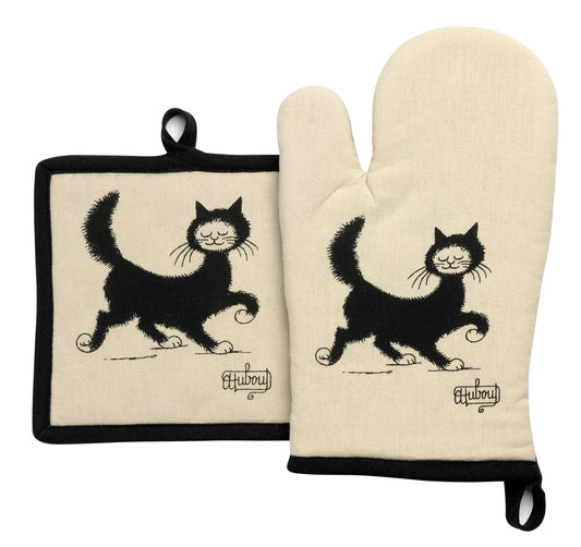 Topflappen + Ofenhandschuh Katze beim Spazierengehen
