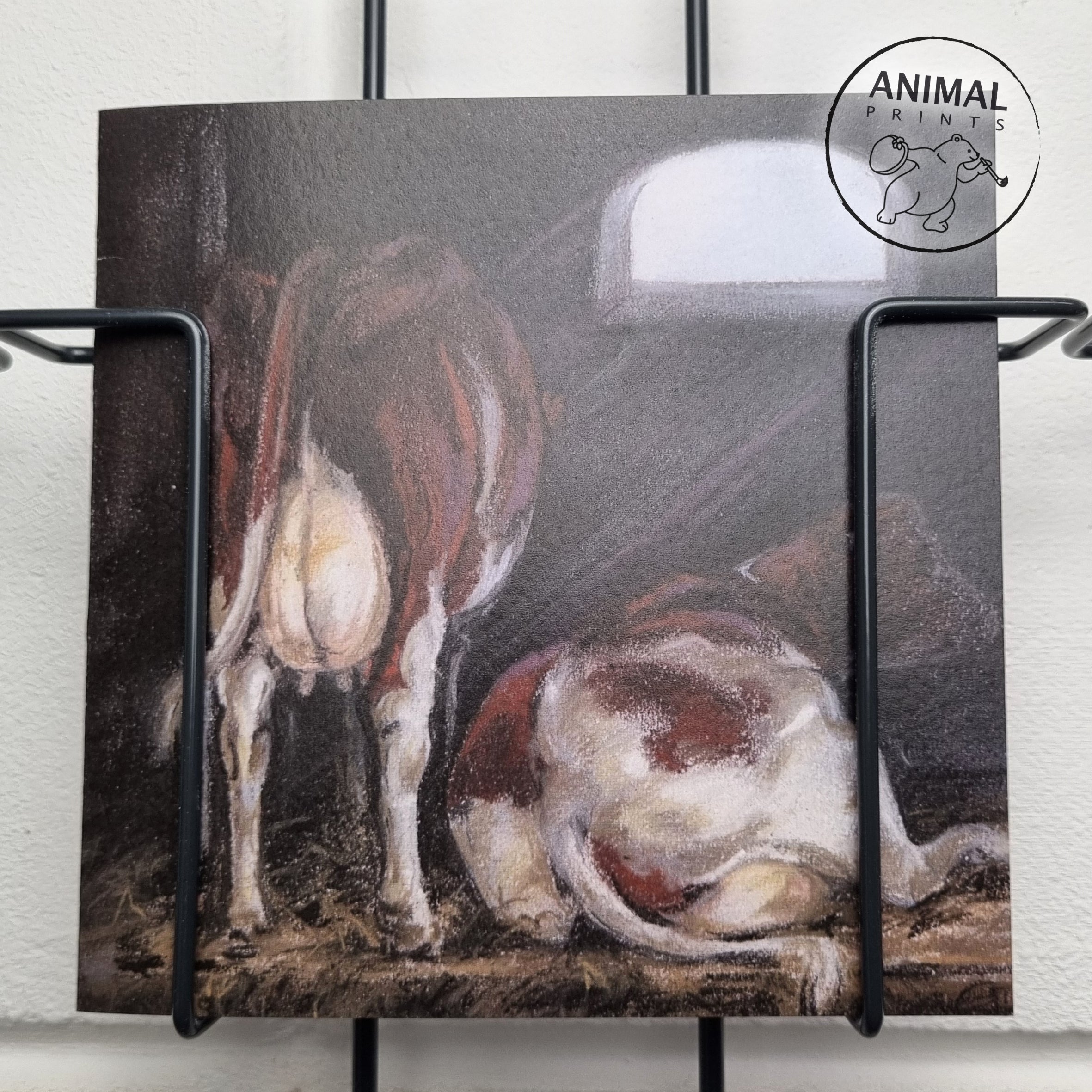 Vierkante kaart - Koeien op stal. Even bijkomen van het harde werken..