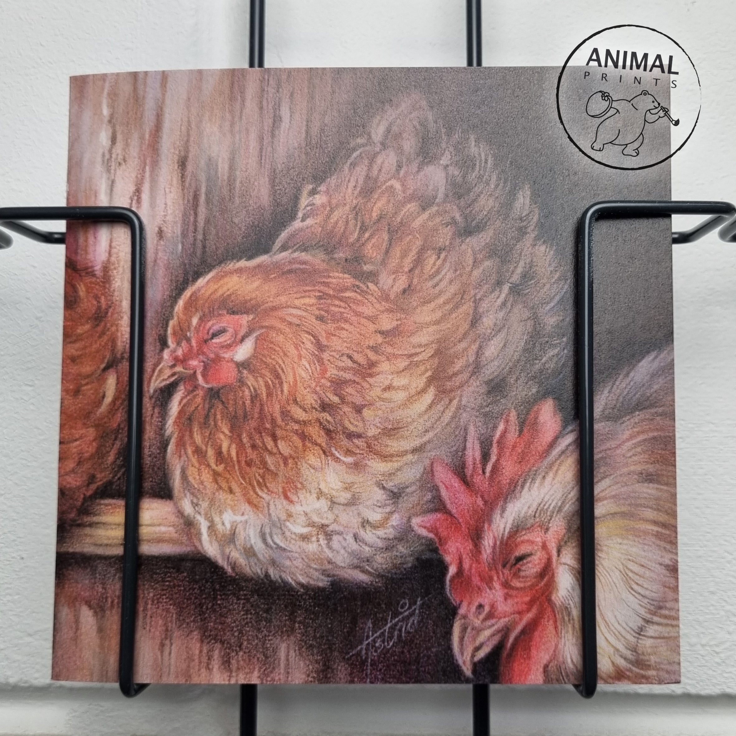 Vierkante kaart - Heerlijk met de kippen op stok...