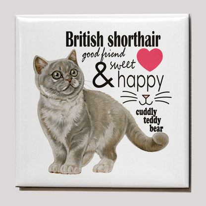 Kühlschrankmagnet – Britisch Kurzhaar Katze mit Text