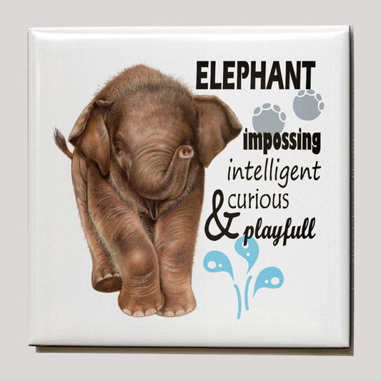 Kühlschrankmagnet - Elefant mit Text