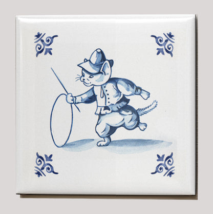 Kühlschrankmagnet - Katze (Delft-Blau) - Hooping