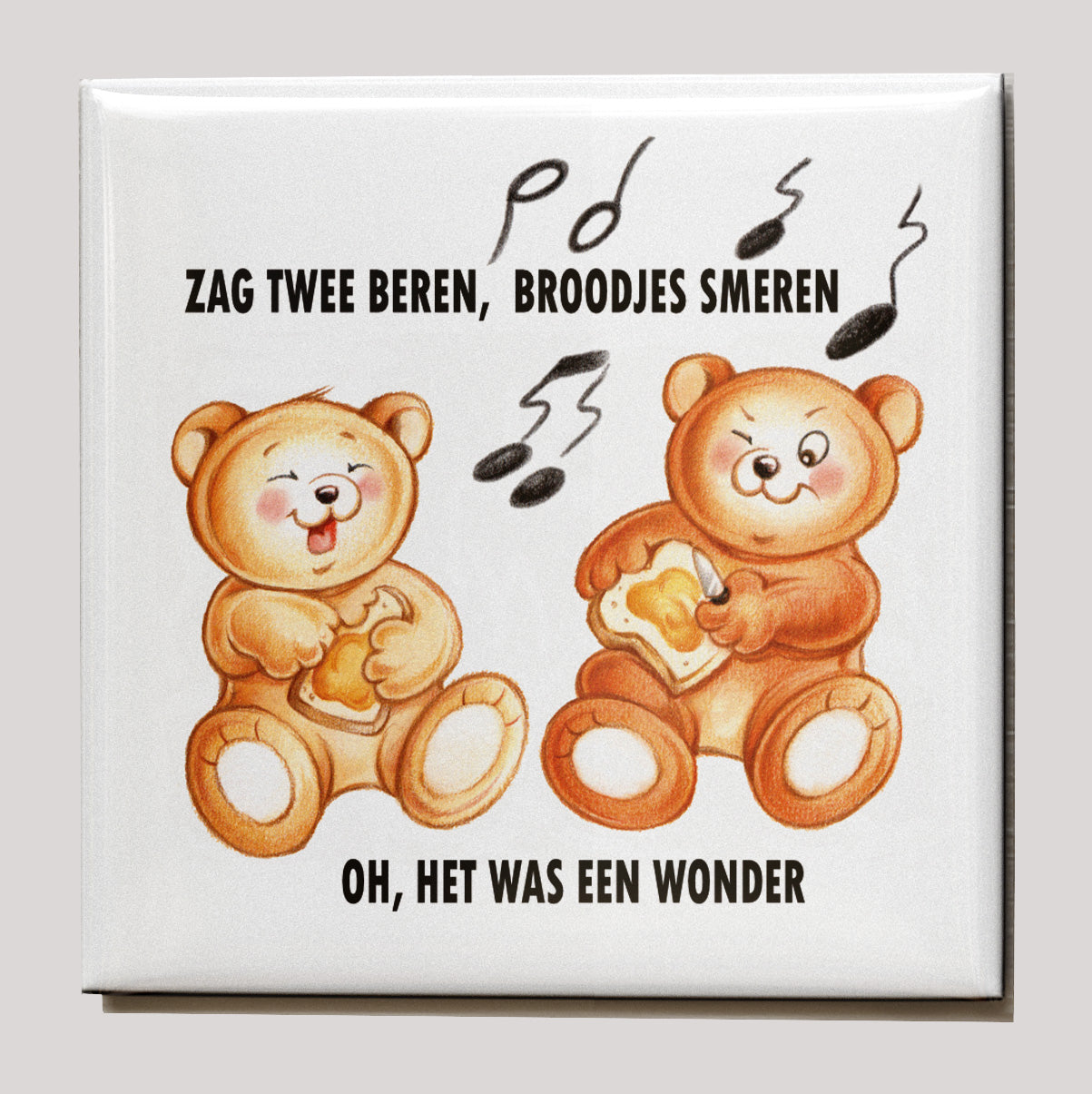 Koelkastmagneet - Zag 2 Beren, Broodjes smeren