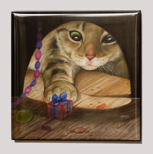 Koelkastmagneet - Kat voor muizengat