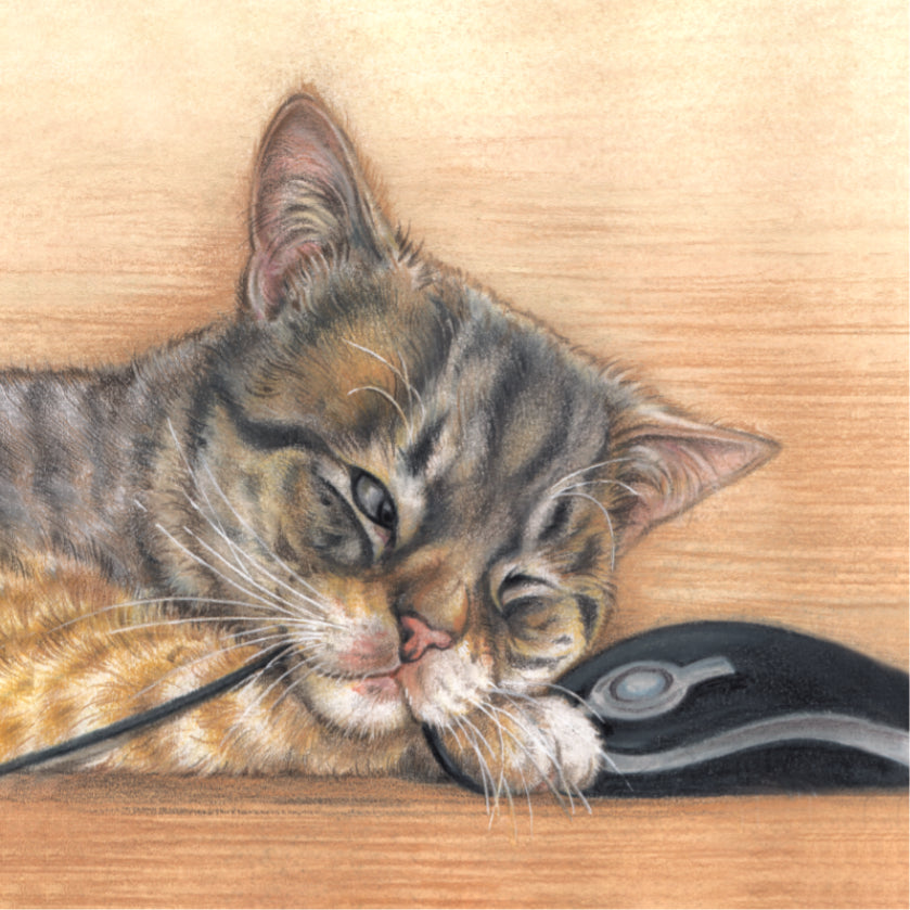 Koelkastmagneet - Kat met computermuis