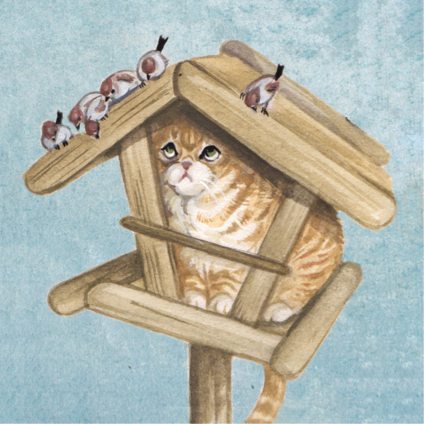 Koelkastmagneet - Kat in Voerhuisje