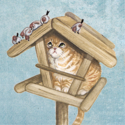 Koelkastmagneet - Kat in Voerhuisje