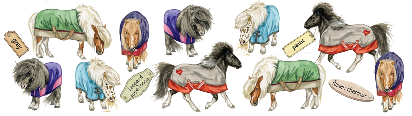 Mugs with collage - Shetland ponies - design 2