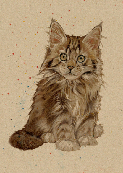 Kraftkaart A6 formaat (ansichtkaart) - kaart nummer 6 - Maine Coon