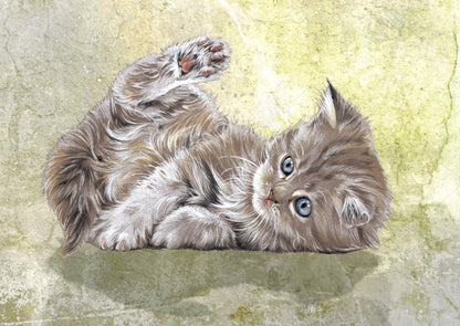 Kraftkaart A6 formaat (ansichtkaart) - kaart nummer 10 - Liggend kitten