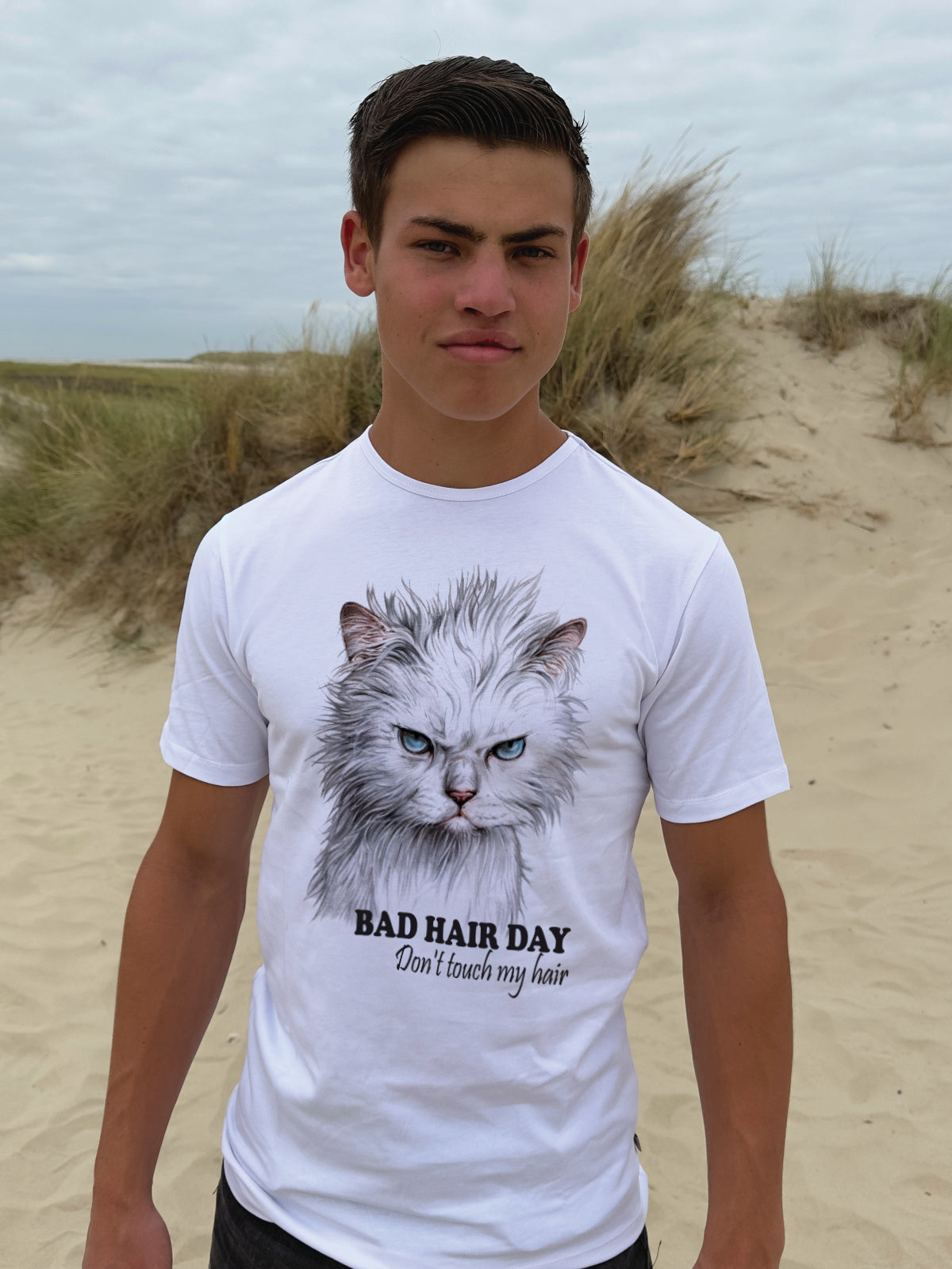 T-shirt Bad Hairday collectie: Don't touch my hair (01-307 ZW)